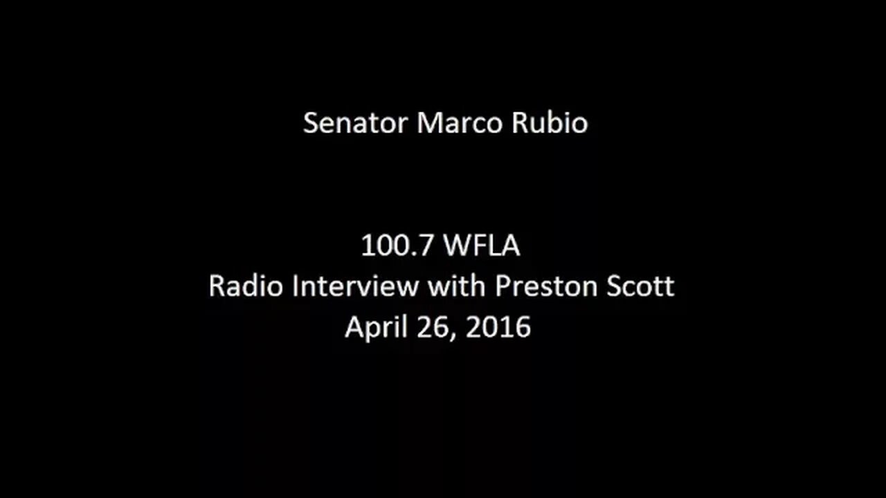 Senator Rubio Speaks With WFLA's Preston Scott