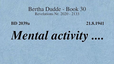 BD 2039A - MENTAL ACTIVITY ...