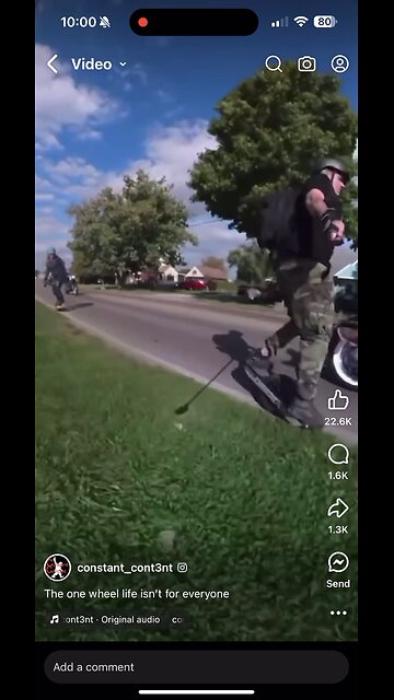 Harley rider kicks over one wheel rider!