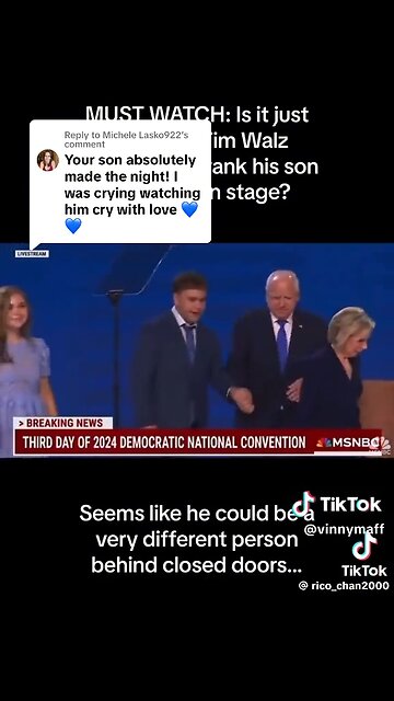 Must Watch From DNC: Tim Walz Yanking On His Disabled Son’s Arm Walking On Stage