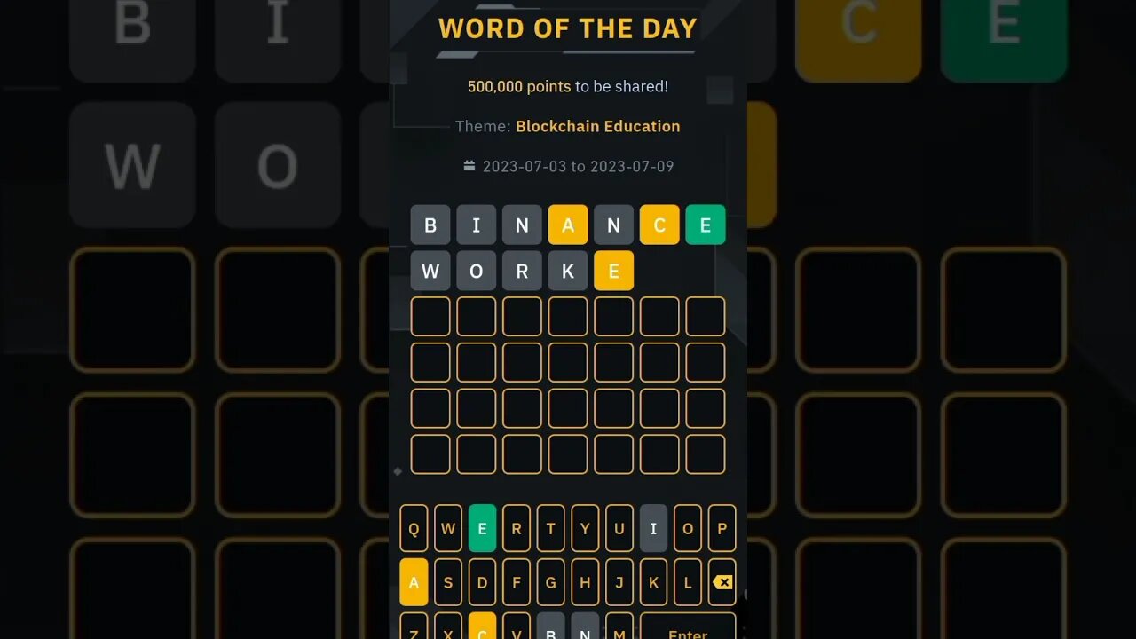 7 letter word of the day binance today #binancewodl #bitcoin