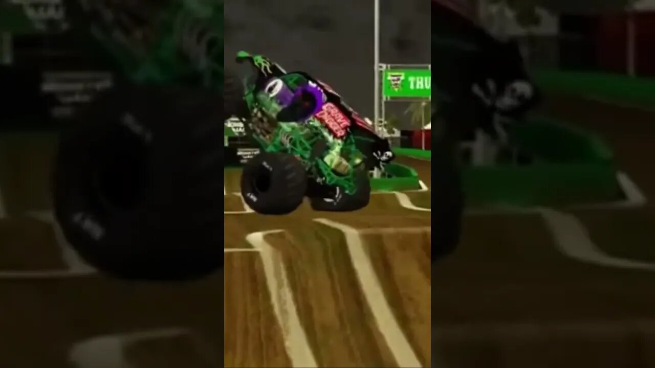 Grave Digger moonwalk into reverse backflip save #monsterjam #reels #shorts #backflip #beamngdrive