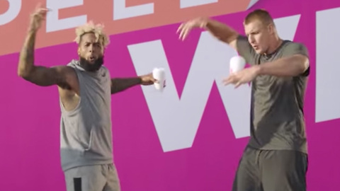 Odell Beckham Jr Impersonates Gronk's Touchdown Celebration in Dunkin Donuts Commercial