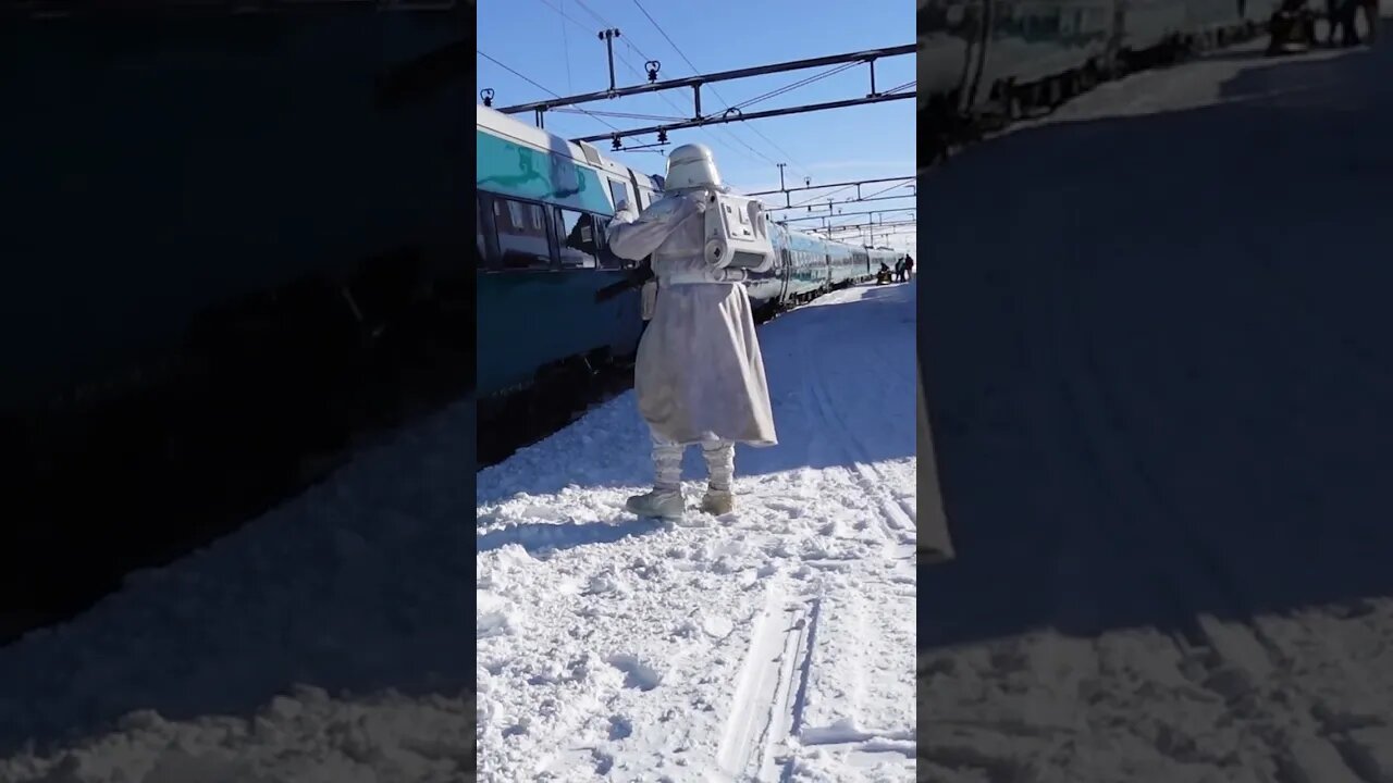 Snowtrooper Greets VY Norway Train