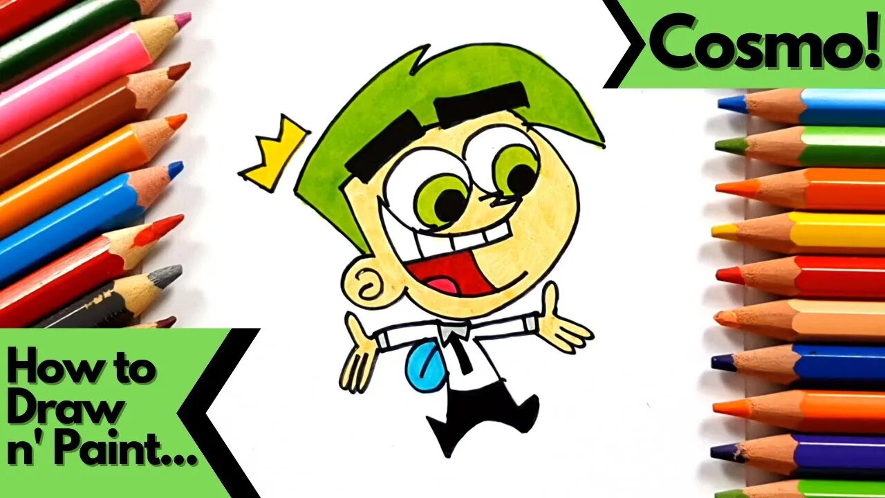 How to draw and paint Cosmo from The Fairly OddParents