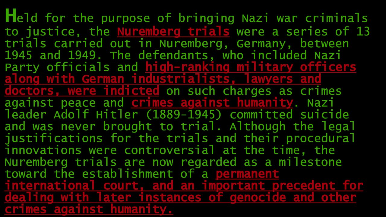 2021 Nuremberg Trials: Crimes Aginst Humanity