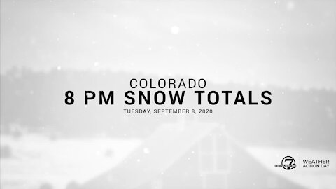 8 PM Colorado snow totals for Tuesday