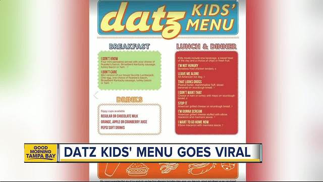 Datz in Tampa creates new kids' menu every parent can relate to