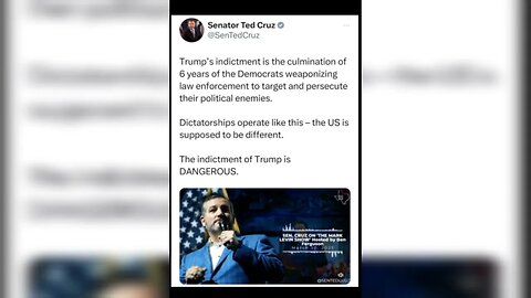 Ted Cruz criticizing DOJ over Trump indictment, Political Attack dangerous for Democracy #indictment