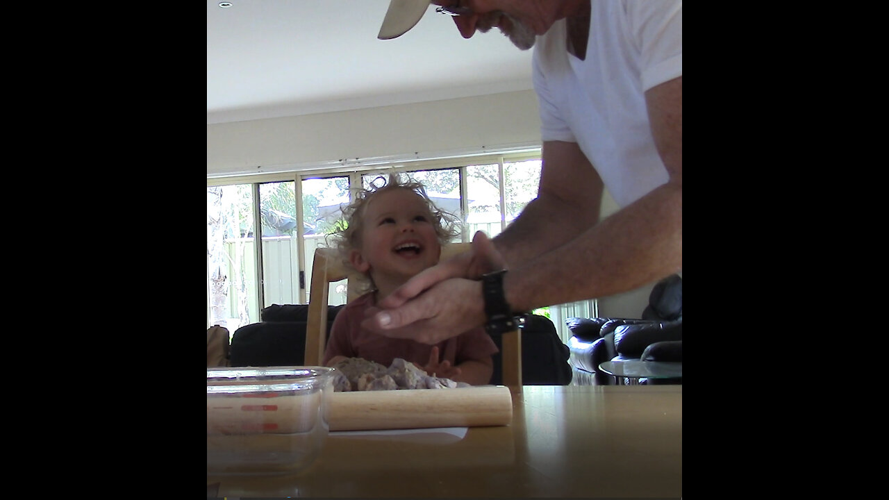 Maple and Grandpa Make Playdough Eggs