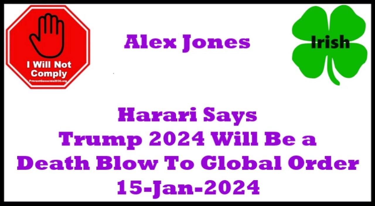 Harari Says Trump 2024 Will Be ‘Death Blow To Global Order’ 15-Jan-2024