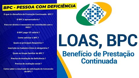 BPC - BENEFÍCIO DE PRESTAÇÃO CONTINUADA