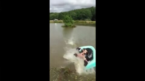 dog pushed in lake (goofy in real life)