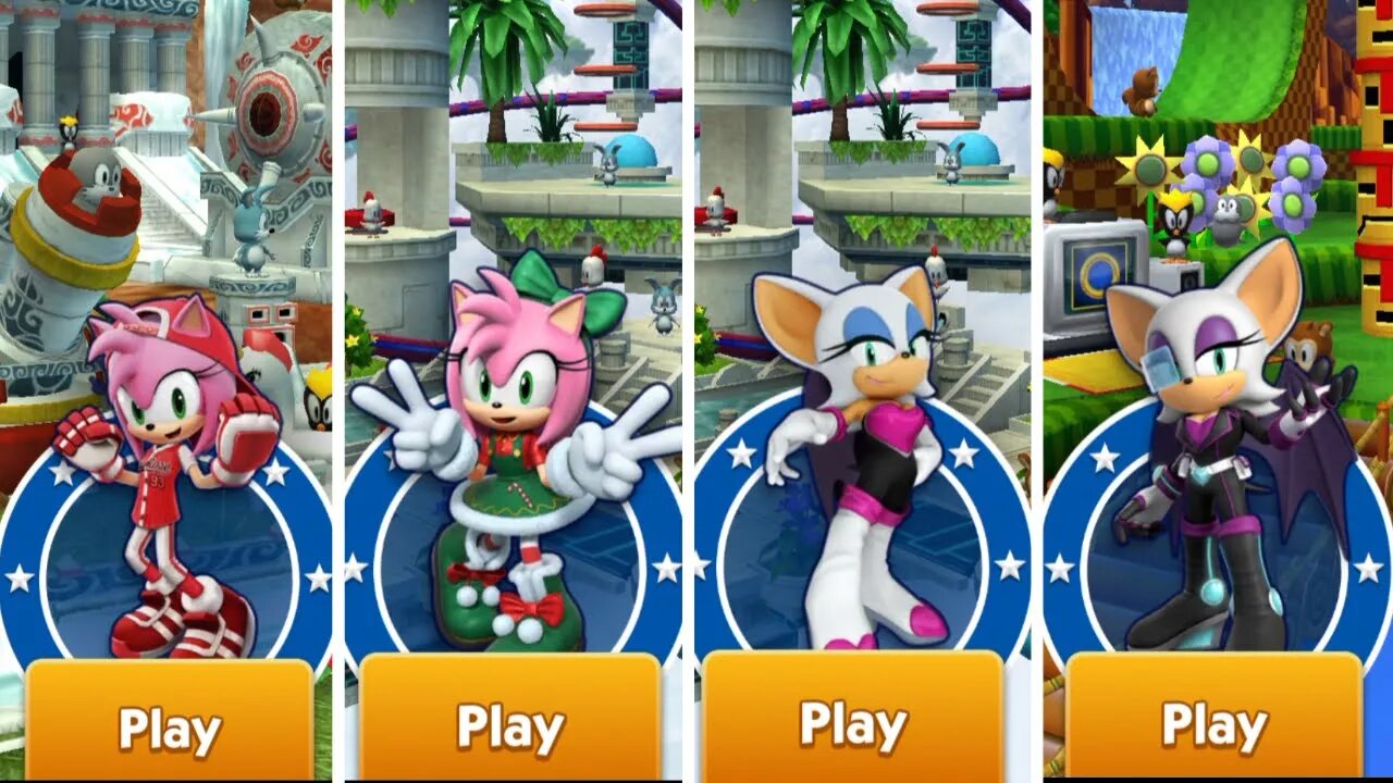 All Star Amy VS Elite agent Rouge VS Jingle Belle Amy VS Rouge I Sonic Dash