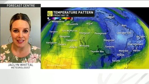 Temperatures will get to nearly 30 C by next week, some thunderstorms until then in the Prairies