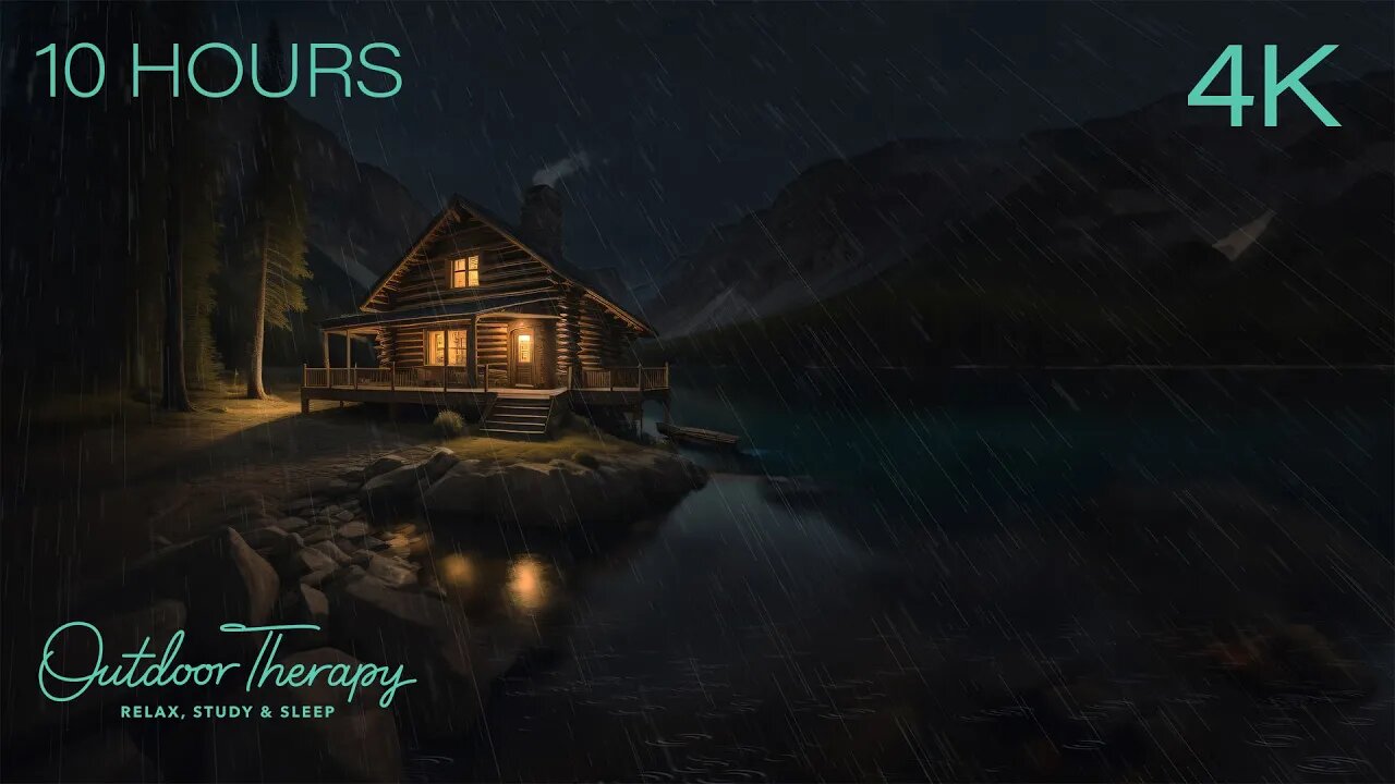 The Best Stormy Night on the Lake | Steady Rain & Rumbling Thunder Ambience | Relax | Study | Sleep