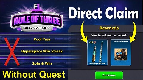 Claim Free Avatar and Cue Rules of Three Quest Rewards