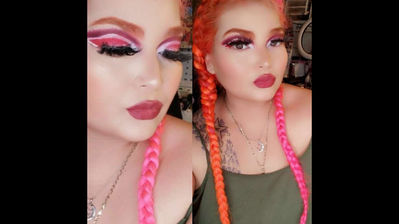 Red cut crease makeup look