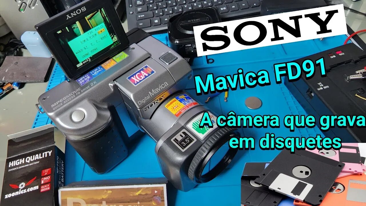 SONY Mavica FD91 bateria nova e testes