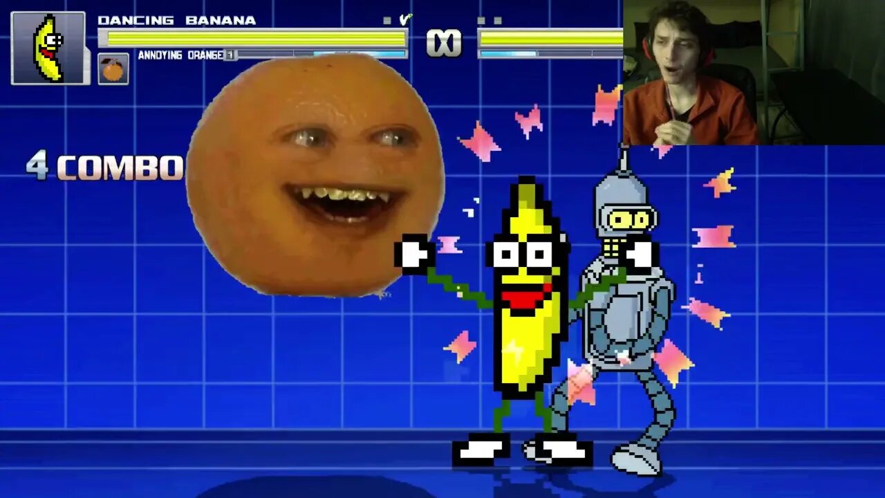 Fruit Characters (Annoying Orange And Dancing Banana) VS Bender The Robot In A Battle In MUGEN