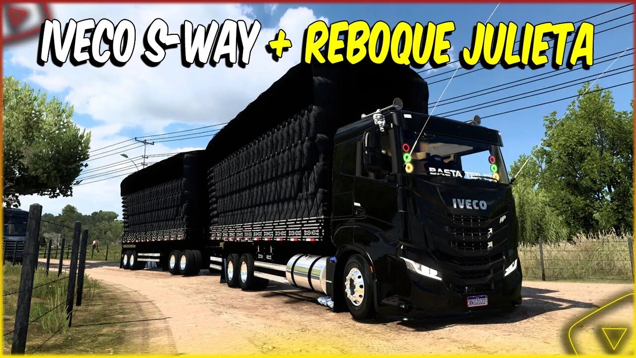 IVECO S WAY MAIS TOP DO BRASIL PARA ETS2 1.46 + REBOQUE JULIETA COM VÁRIAS CARGAS