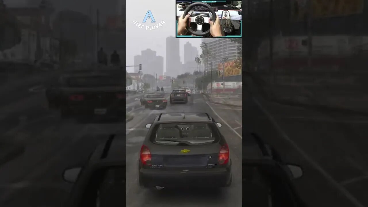 Chevrolet Celta Rodando na chuva em alta velocidade - GTA V | Logitech g27 Gameplay #01 #shorts