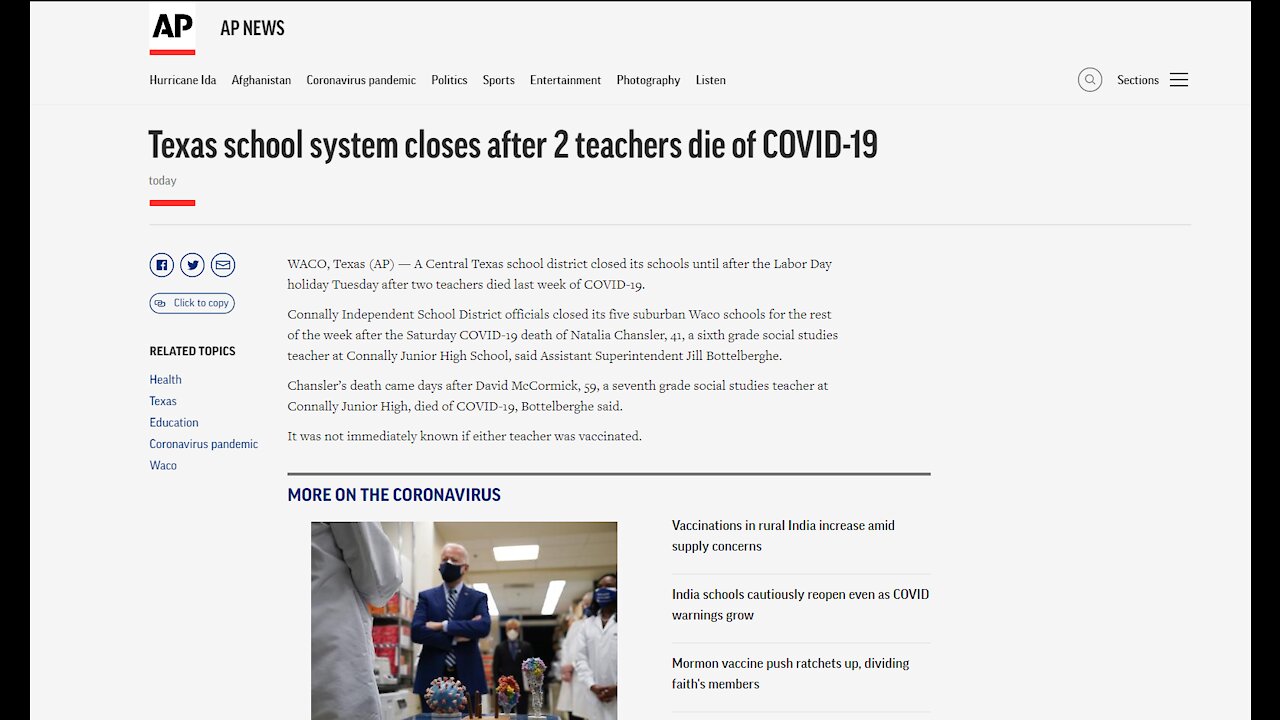 Texas school district closes after 2 teachers die of COVID-19