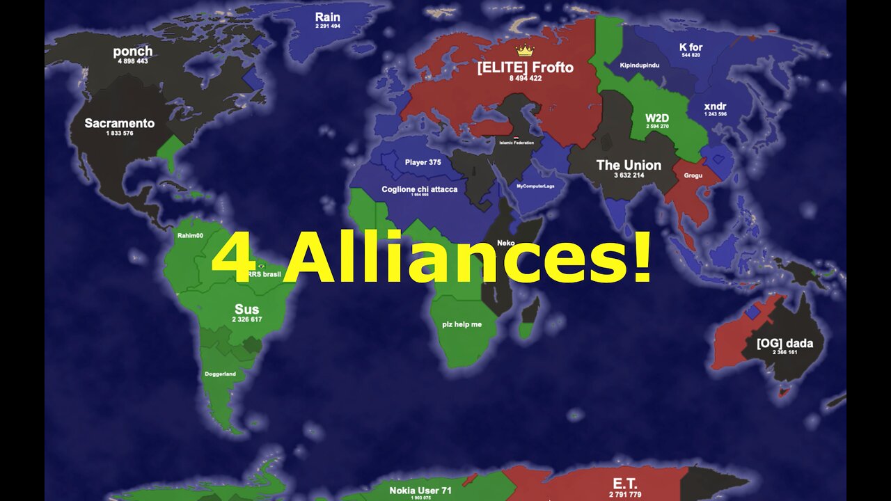 Territorial.io Time-lapse: Four Alliances Battle for Earth