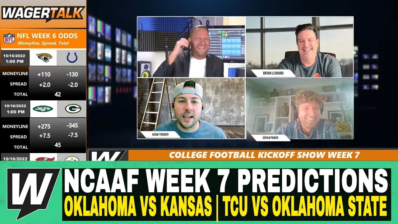 Happy Hour CFB Kickoff Show | NCAAF Week 7 Predictions | Oklahoma vs Kansas | TCU vs Oklahoma State