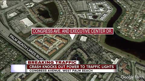 Crash knocks out power to traffic lights in West Palm Beach