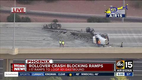 Rollover crash blocks I-17 to Loop 101