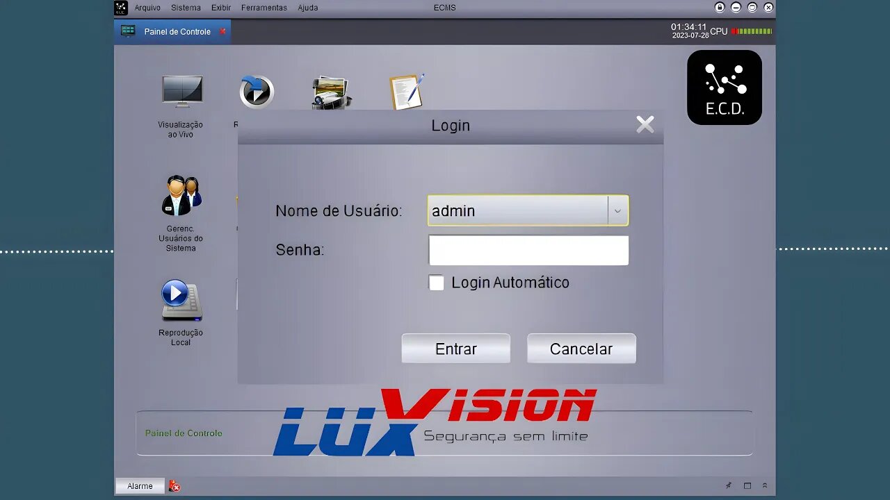 Recuperando senha do ECMS Luxvision