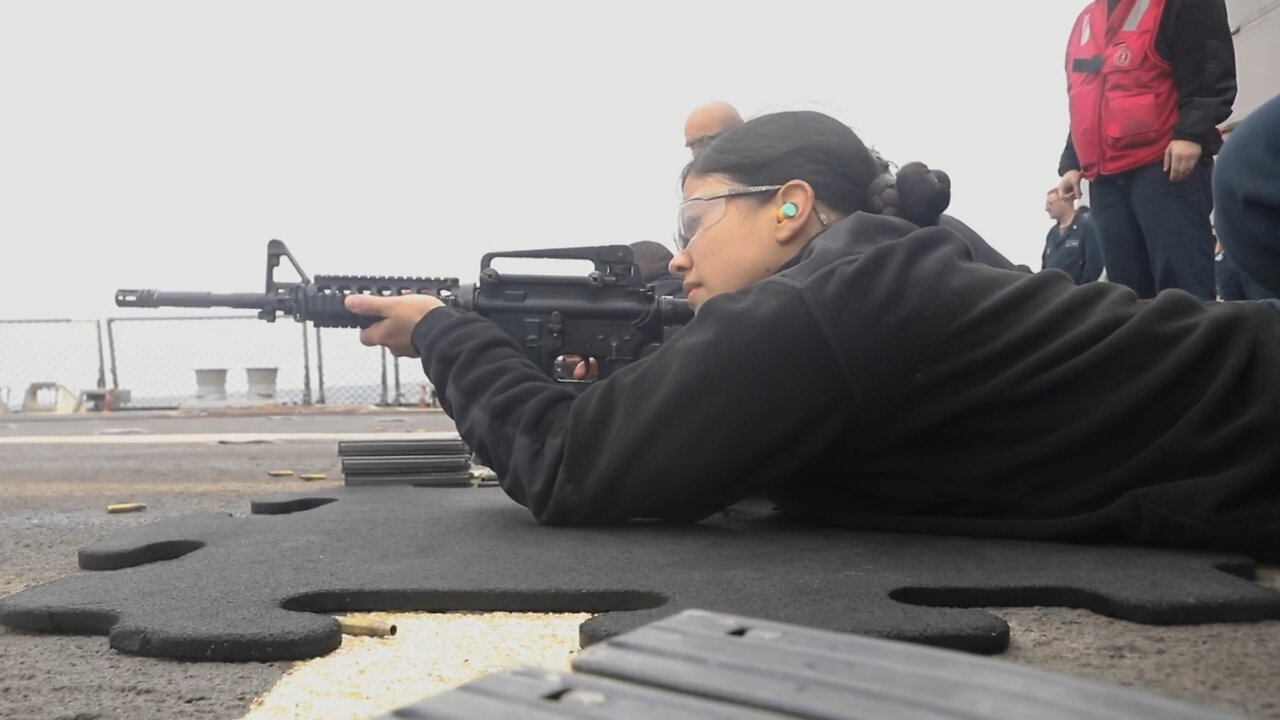 Sailors Aboard USS Ralph Johnson (DDG 114) Conduct Small-Arms Training