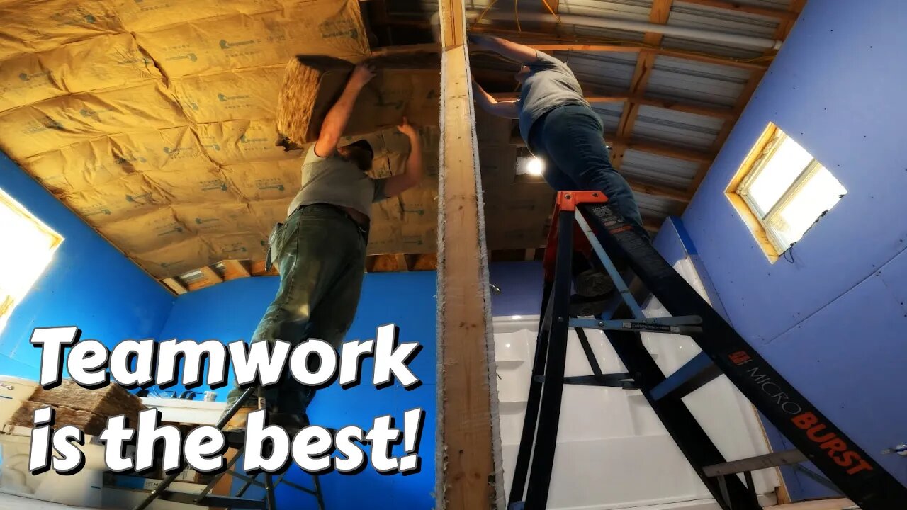 Getting BUSY! SHED TO HOUSE insulation | DIY | Tiny Homestead In The Woods