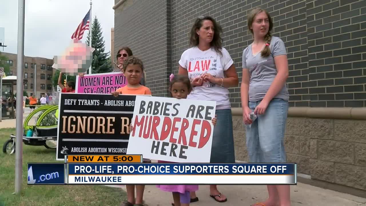 Pro-life and pro-choice activists face off in Milwaukee