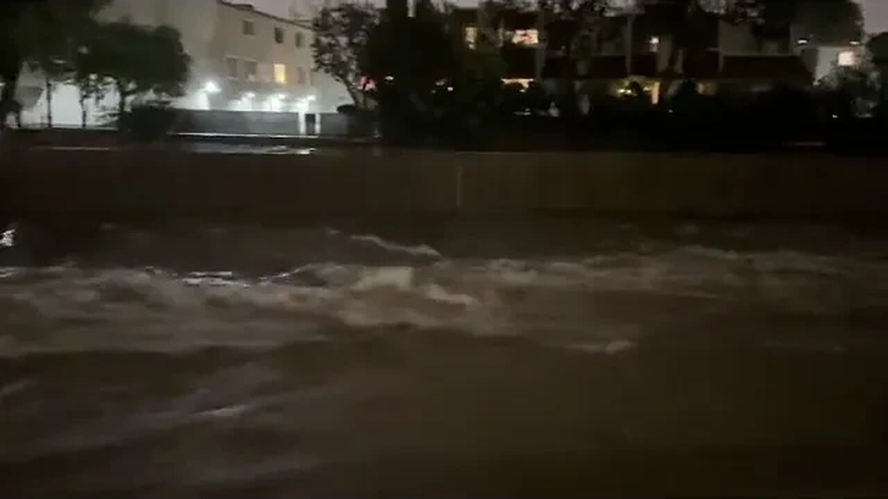 It’s Friday night and the LA River is throwing a rager here in Studio City.