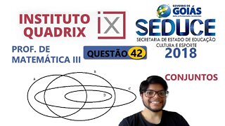 Questão 42 SEDUCE GO 2018 - Banca QUADRIX. No diagrama acima, os conjuntos A, B, C e D correspondem,