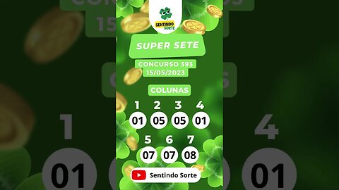 🍀 Resultado SUPER SETE 393 | 15/05/23 | Sentindo Sorte #shorts