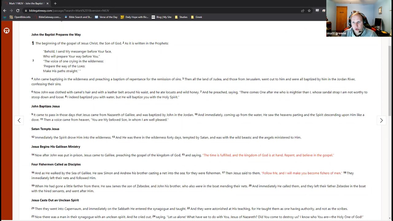 The Gospel of Mark - Chapter 1 Session 2