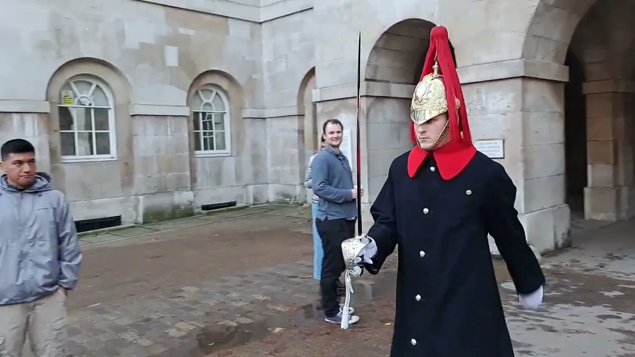 The kings guard shouts at tourist get back #horseguardsparade