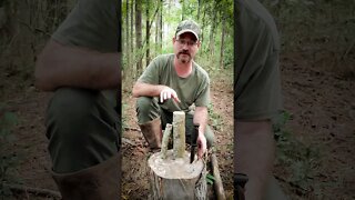 Splitting firewood with a knife