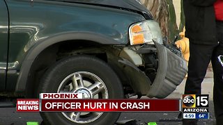 Motorcycle officer hospitalized after north Phoenix crash