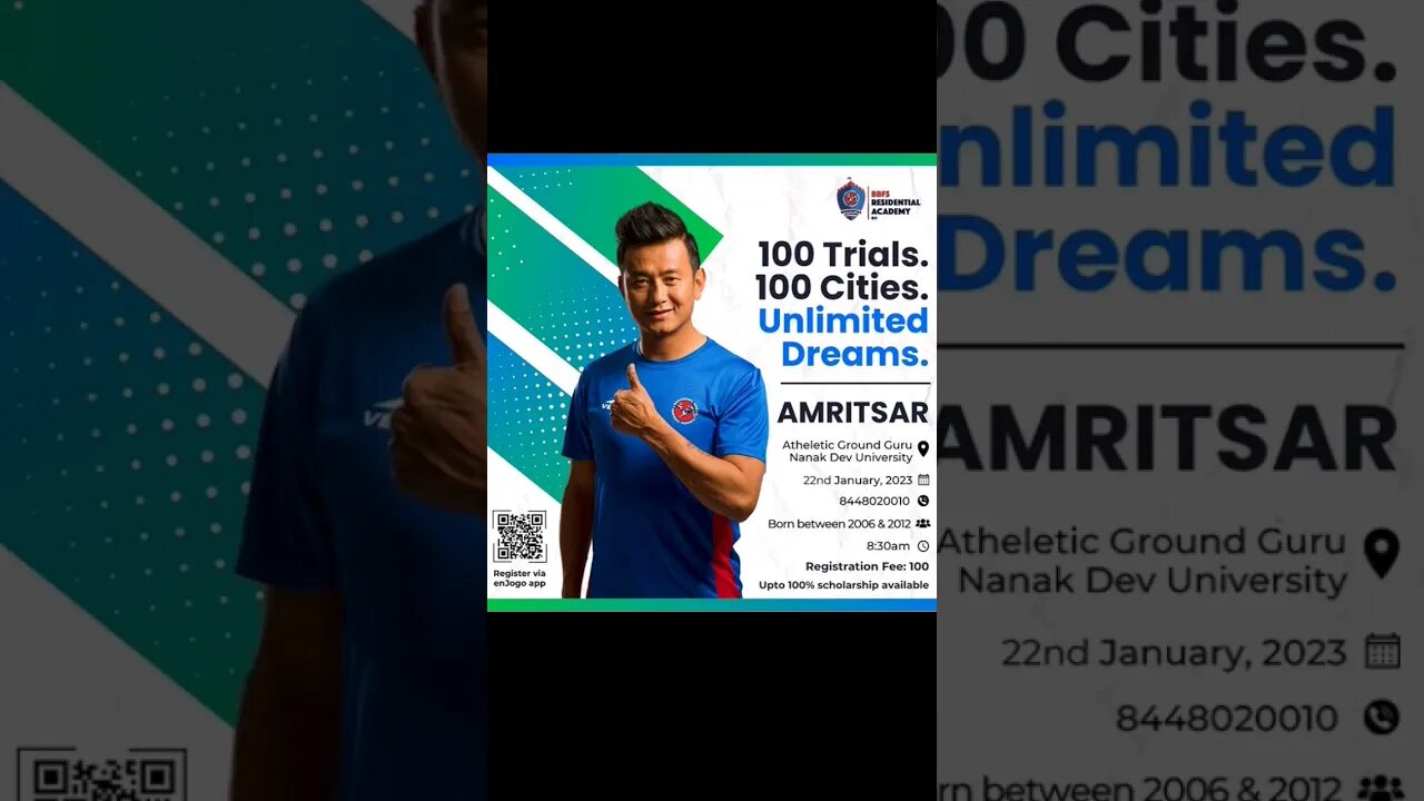 BBFS RESIDENTIAL ACADEMY Amritsar Trials , 100 Trials. 100 Cities. Unlimited Dreams.