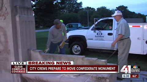 Watch: City crews remove Confederate monument on Ward Parkway