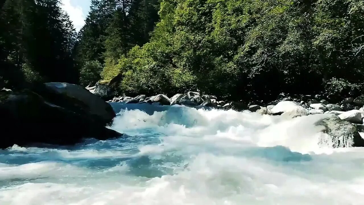 relaxing water fall and running river . white noise. sleep well