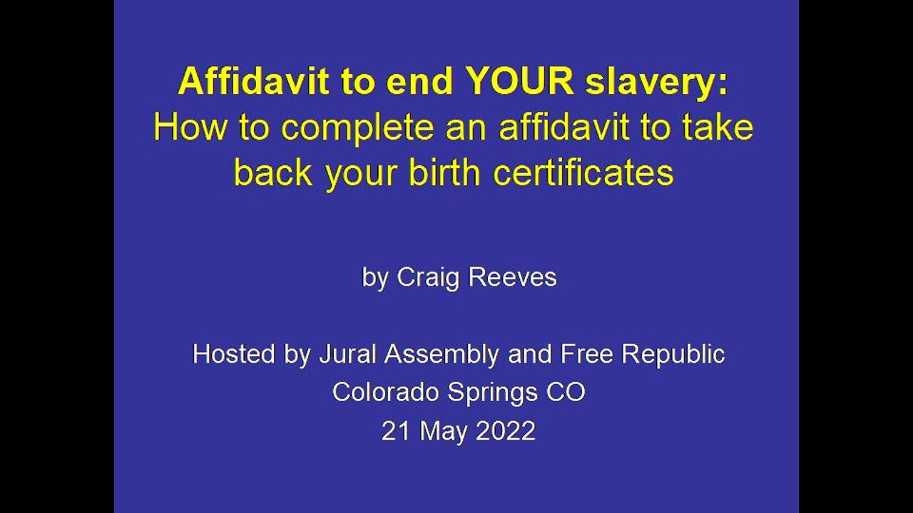 Affidavit to end YOUR slavery - part 1