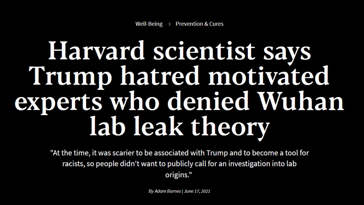 Trump Hatred Fueled Denial of Wuhan Lab Theory