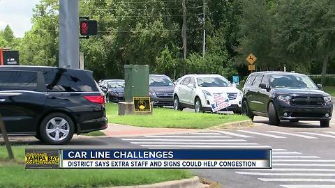 Car line causes back-up outside Mary Bryant Elementary