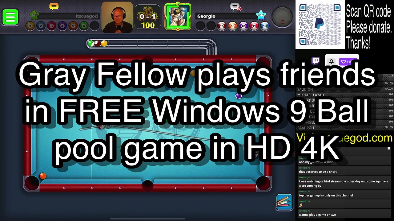 Gray Fellow plays friends in FREE Windows 9 Ball pool game in HD 4K 🎱🎱🎱 8 Ball Pool 🎱🎱🎱