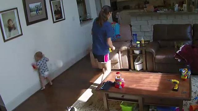 Security Cam Catches Toddler Running into Wall